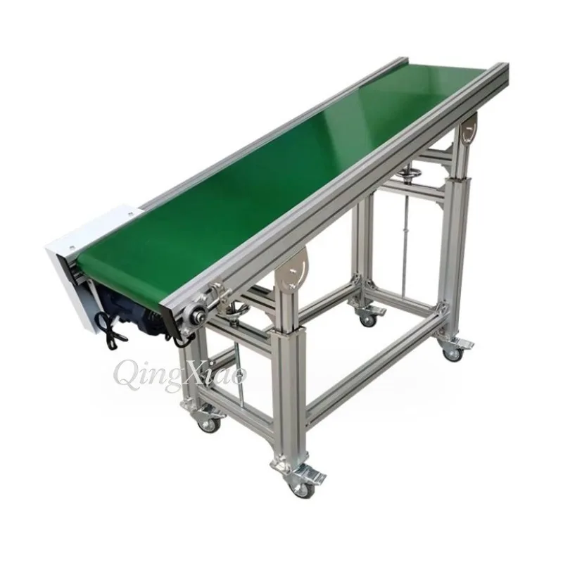 Food Grade PU Conveyor Belt Small Express Sorting Assembly Line Anti Slip Inclined Conveyor Stainless Steel Frame For Logistics