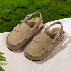 Fashionable Beanie Shoes Baotou Sandals Frosted Casual Slip-on Shoes, Two-wear Sandals, Children's Retro Small Leather Shoes