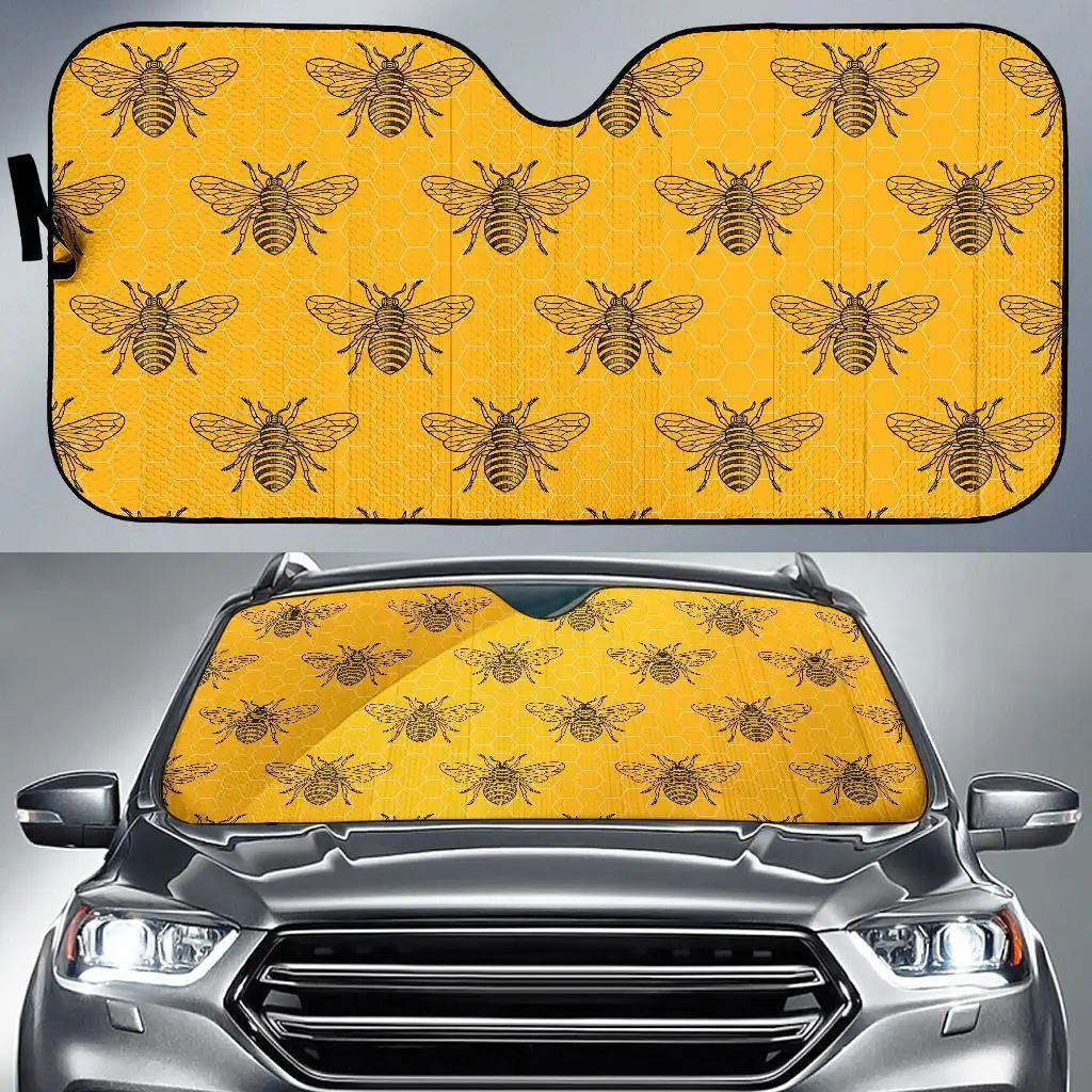 

Pattern Print Honey Bee Diagram Gifts Auto Sun Shade Car Windshield Window Cover Sunshade