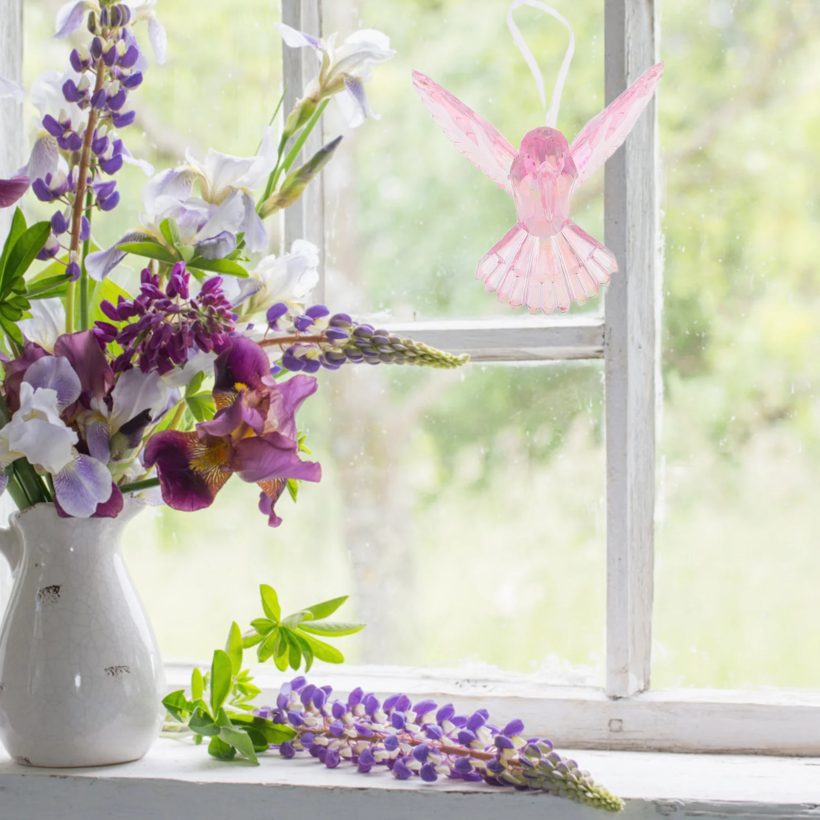 

3Pcs Acrylic Hummingbird Bird Ornaments Hanging Window Suncatcher Transparent Iridescent Home Office Decor Hummingbird Decor