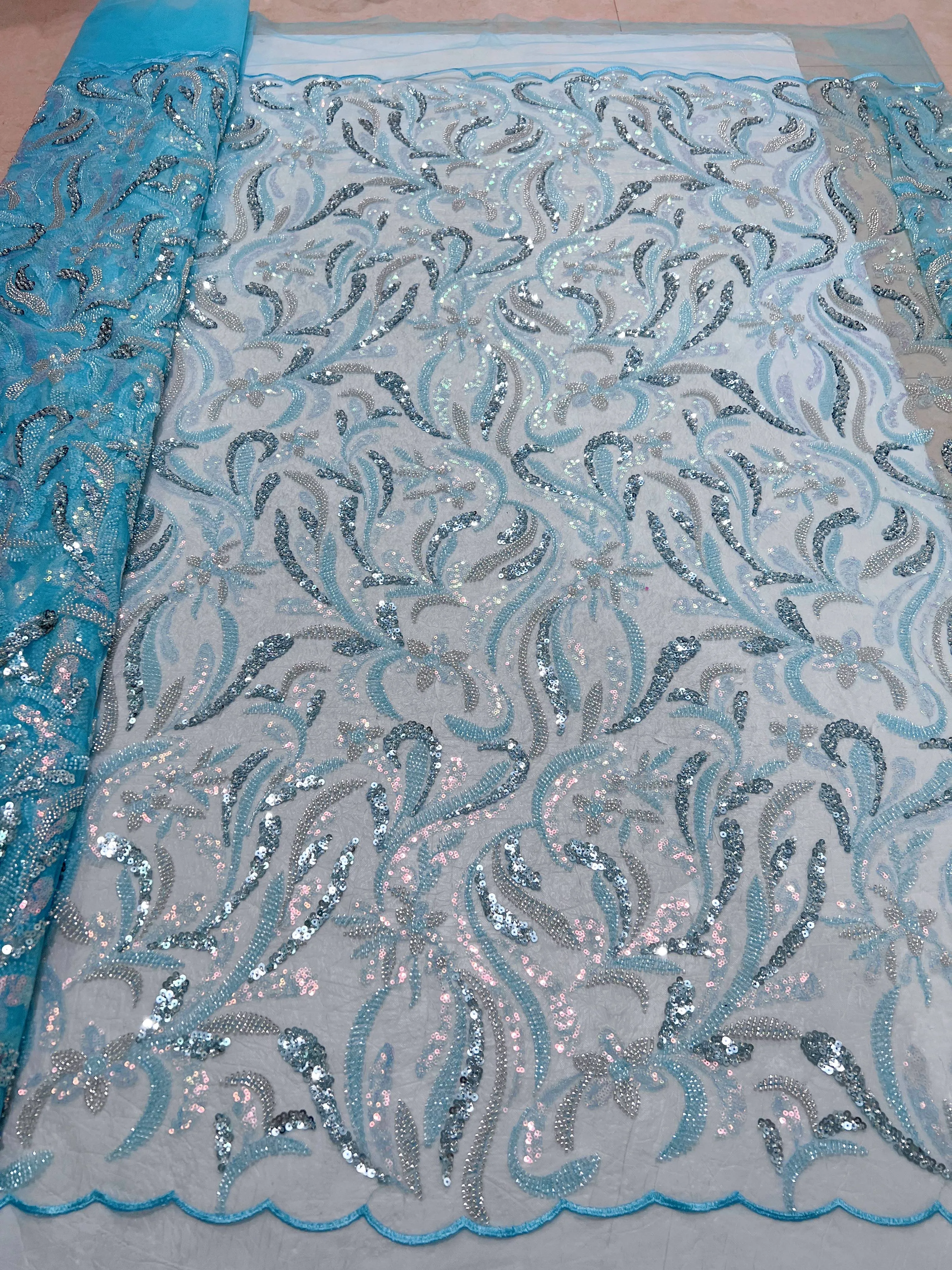 5 ярдов Тюлевая сетка, Африканское кружево, ткань из бисера, кружево 2024, Высококачественная Золотая нигерийская ткань с блестками для свадебного вечернего платья Sewin