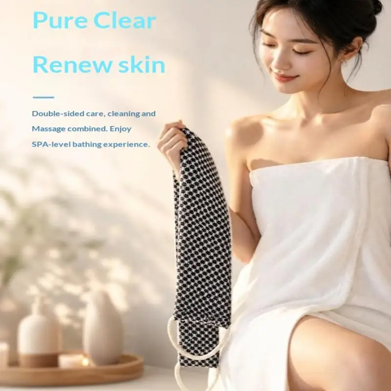 1Pcs Stretch Exfoliating Back Scrubber Belt High Absorbent Bath Washcloth Full Body Shower Home Travel Bathroom Supply