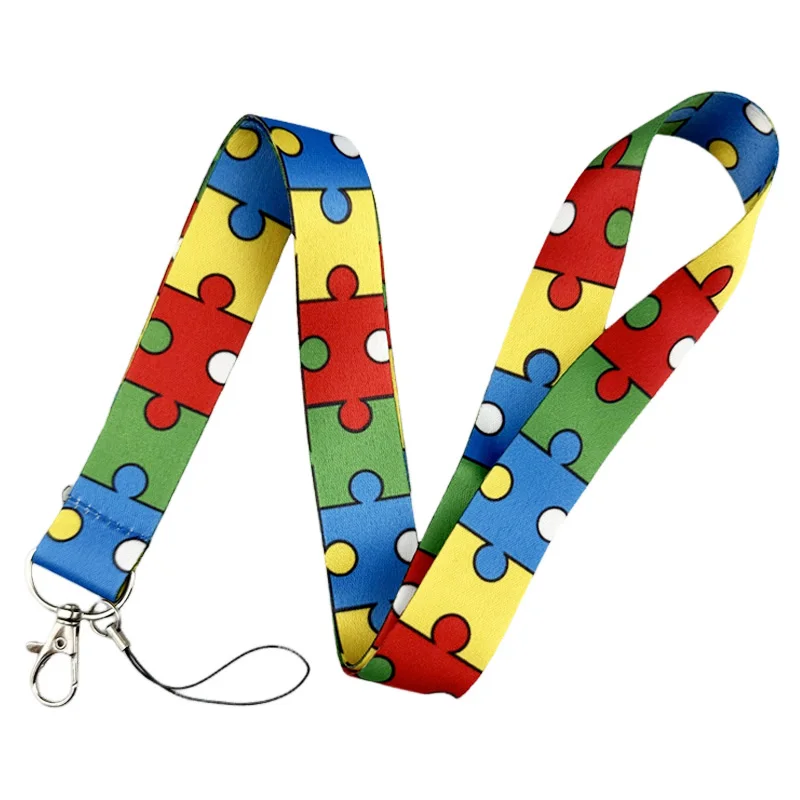 Protection Against Autism Lanyard Keys Phone Holder Funny Neck Strap With Keyring ID Card DIY Animal webbings ribbons Hang Rope