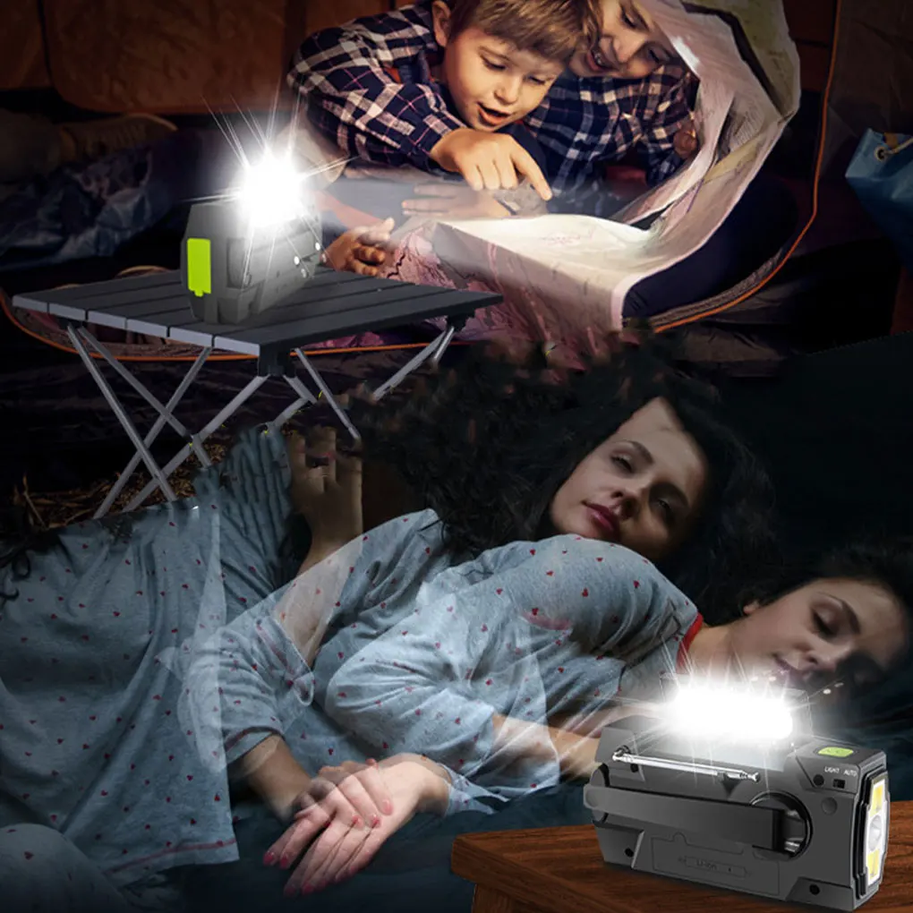 Green Wireless FM Radio With Speaker And Portable Power Bank Function 4 Charging Modes Weather Radio