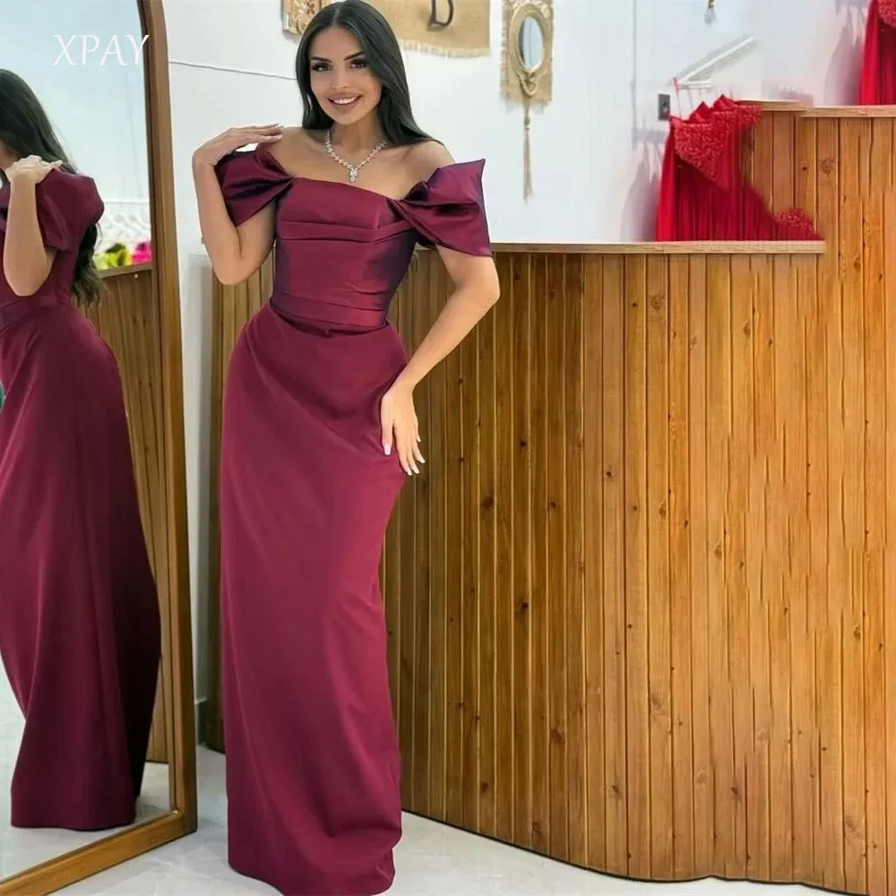 XPAY Dubai rojo fuera del hombro sirena vestidos de baile sirena personalizado فساتmaveraات hasta el suelo batas de velada