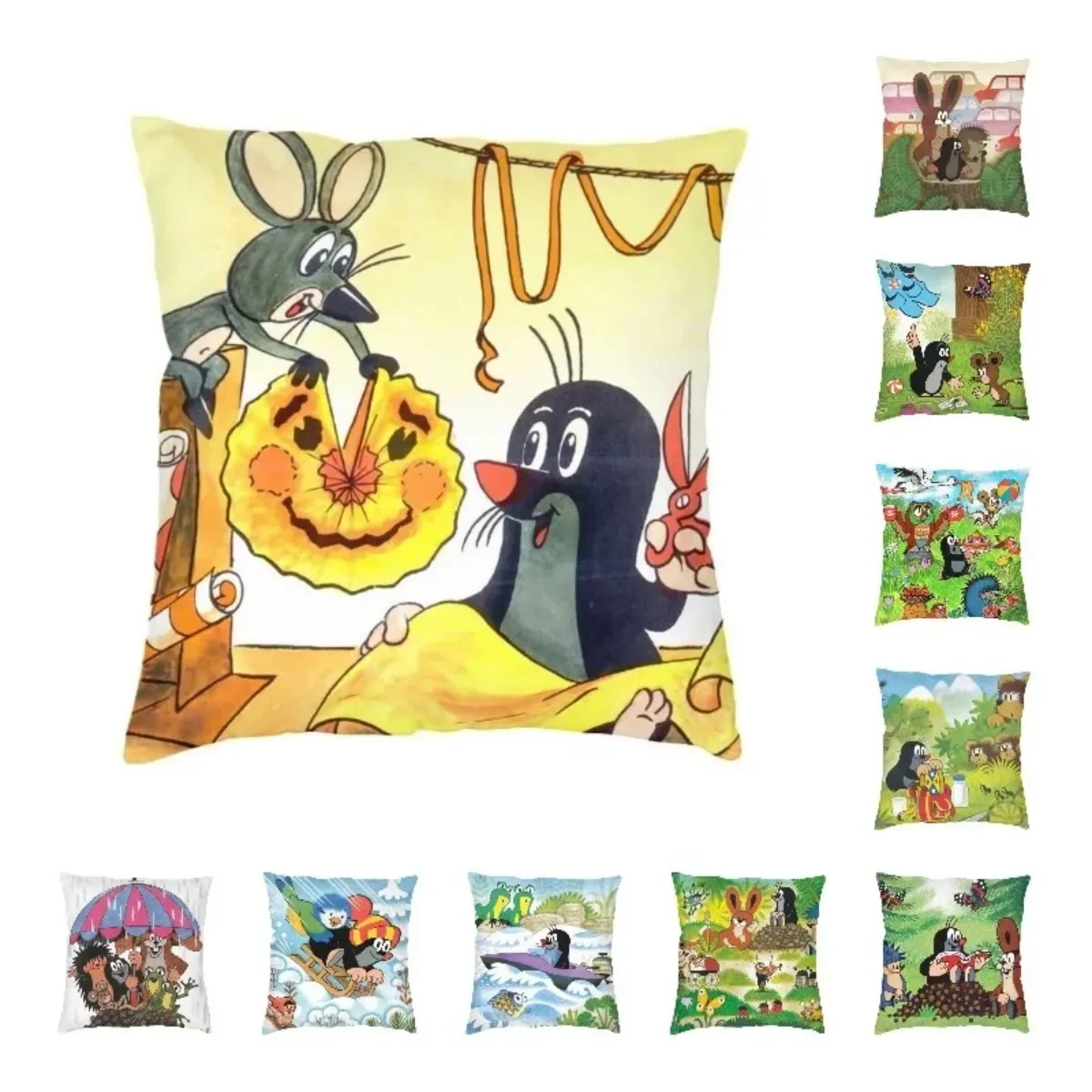 Fashion The Mole Cushion Cover Polyester Czech Cartoons Krtek Mole Throw Pillow for Sofa Square Pillowcase Bedroom Decoration