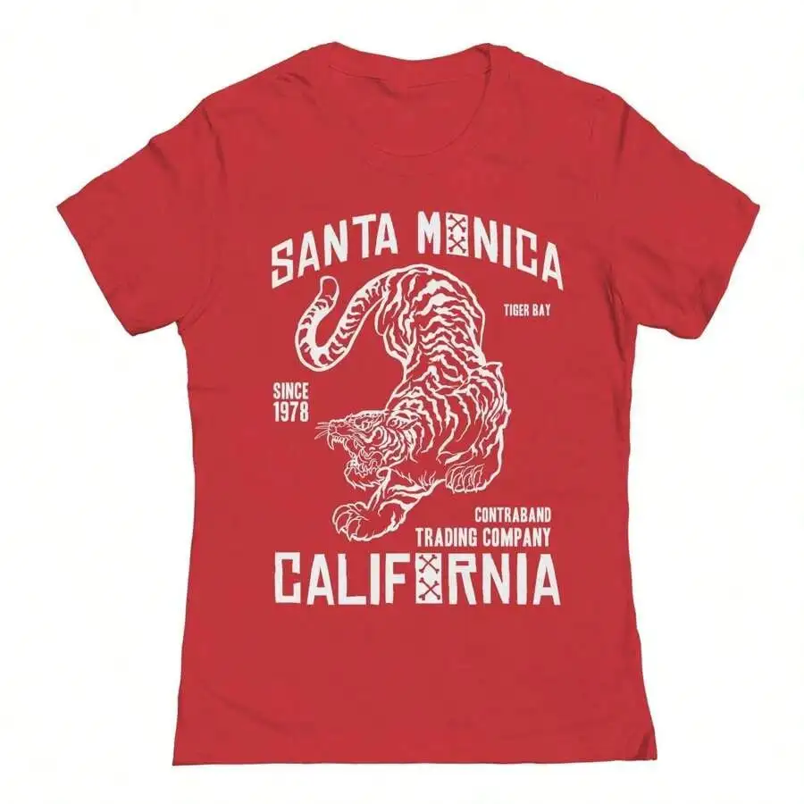 

Женская хлопковая футболка Santa Monica Tiger Graphic California