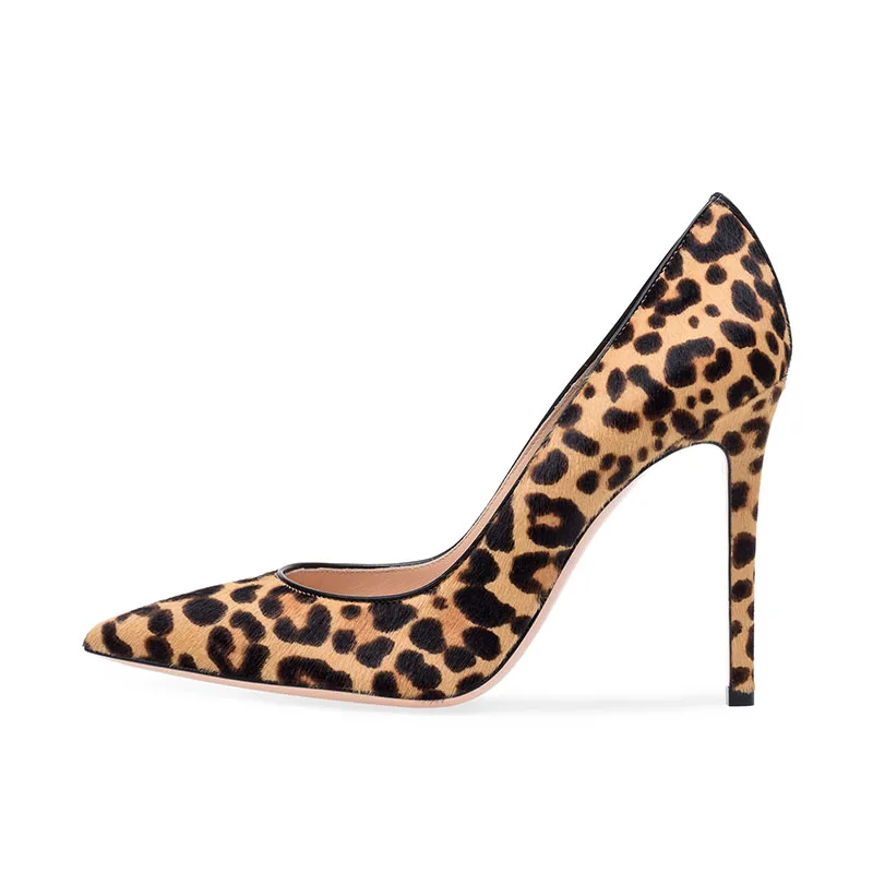 

Arden Furtado 2024 Summer Leopard horsehair Thin heels Pumps Pointed toe Shallow Mixed Colors Super high heel Sexy Single shoe