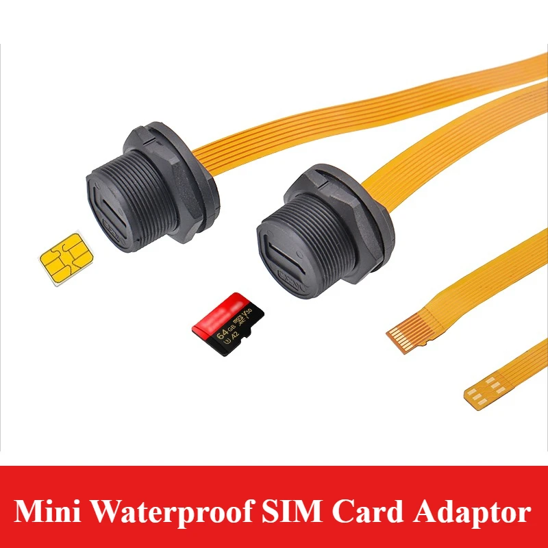 Waterproof TF Mini SIM Card Adapter Data Flexible FPC Extension Cable IP67 Panel Mount Connector SDTF Interface SIM Card Socket