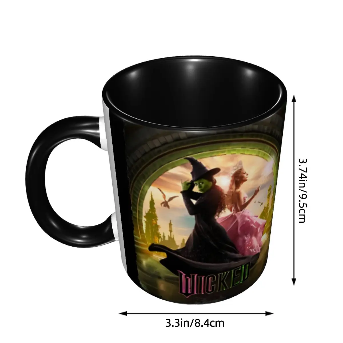 Wicked Musical Movie Merch Mug Novelty Coffee Cup Elphaba and Glinda Print Logo Cup