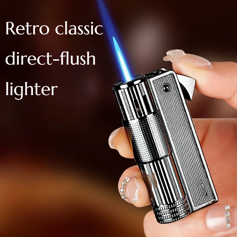 NEW Retro Classic Direct-flush Lighter Windproof Press Ignition Compact and Portable Inflatable Lighter Cigarette Accessory