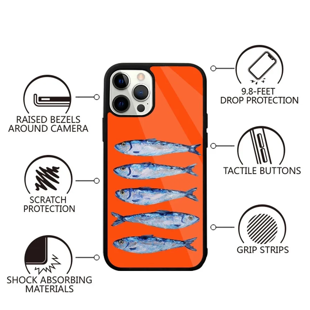 Sardines Art  Phone Case For iPhone 15,14,13,12,11,Plus,Pro,Max Mini Magsafe Magnetic Wireless Charging