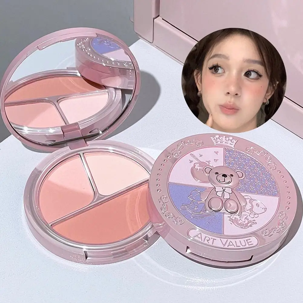 Three-color Blush Matte Pearlescent Contouring and Long-lasting Powder Delicate Three-Color Rouge