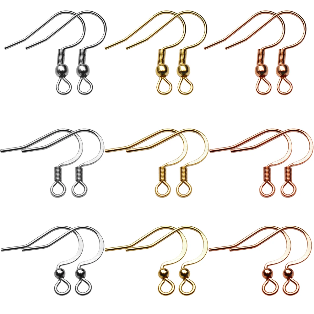 50pcs/lot 316L Hypoallergenic Stainless Steel Earring Hook Clasps Earwire DIY Earring Findings For Jewelry Making Supplies