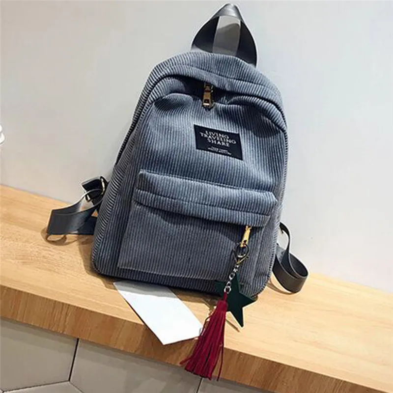 Retro Women Backpack Fashion High School College Students Book Bag Simple Corduroy Female Backpacks Large Capacity Bags Rucksack