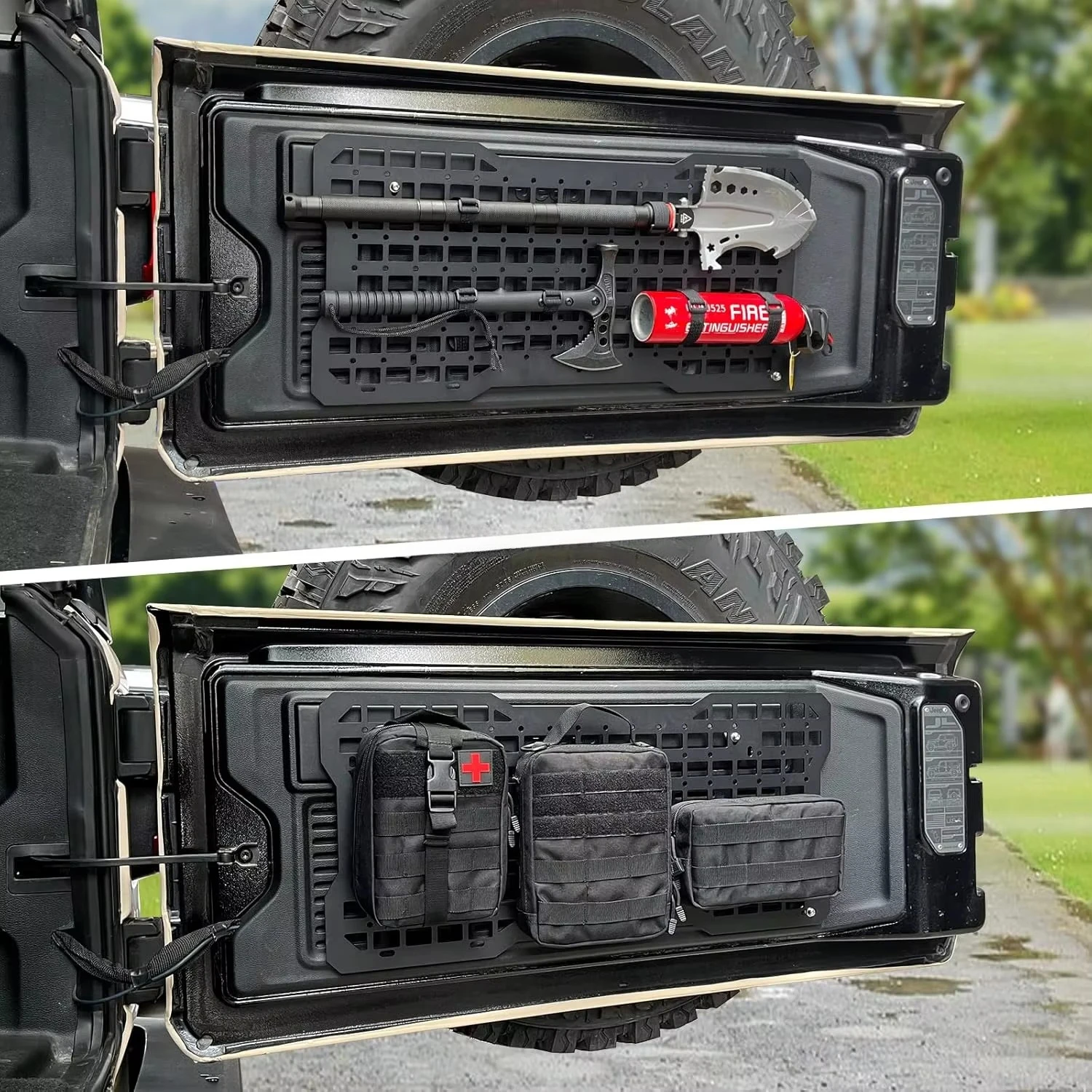 Tailgate Tactical Panel With 3 Bags for   Wrangler JK JL Accessories Rear Door Cargo Organizer Kit Molle Panel
