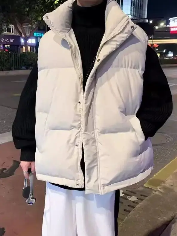 

Утепленный хлопковый жилет мужской с воротником-стойкой, осенне-зимняя теплая модная верхняя одежда из полиэфирного волокна на молнии