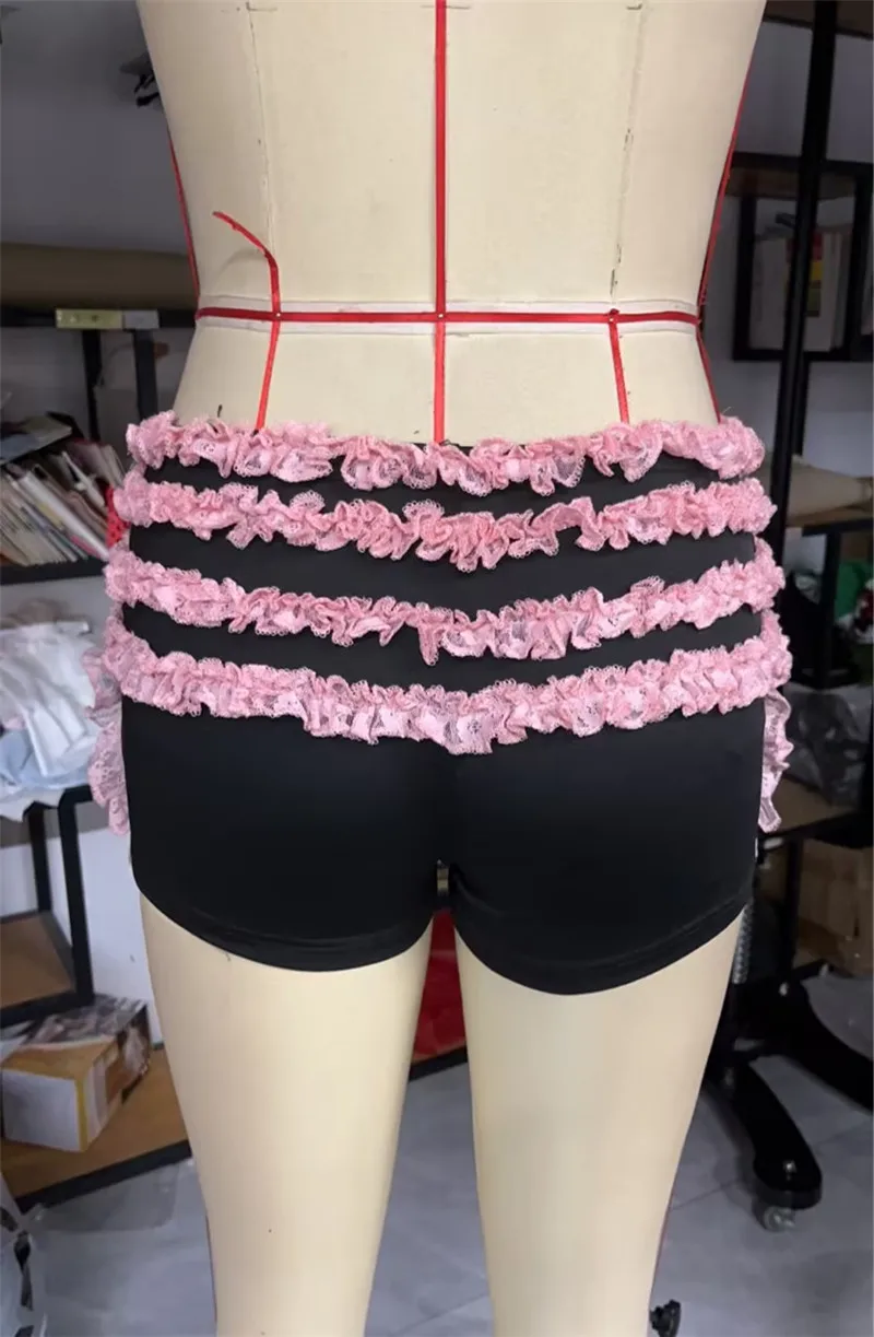 Culotte Gaono à volants pour femmes, culotte Aliments Kawaii, dentelle dégradée, nœud papillon, short de sécurité Lolita, pantalon bouffant