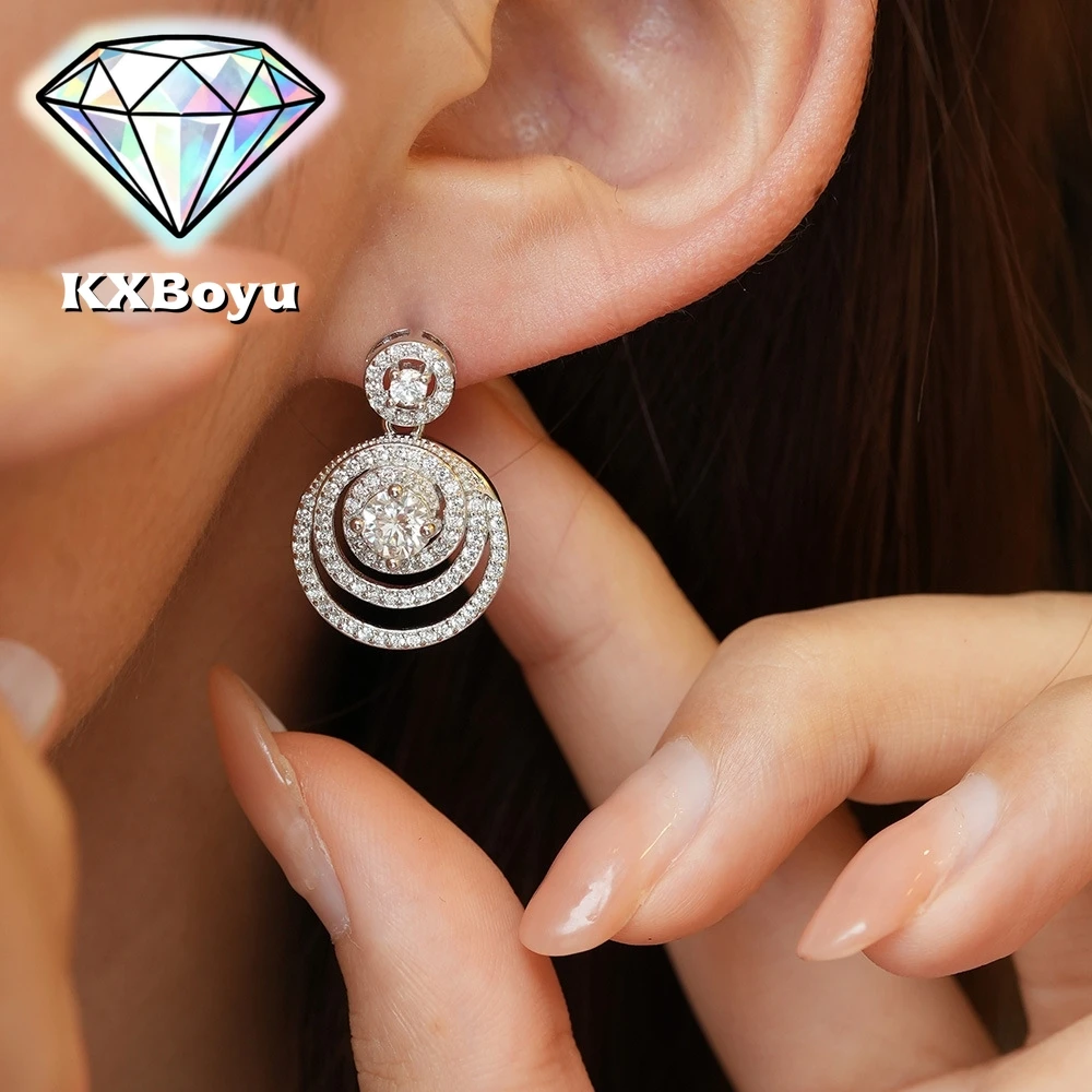 

0,5 карата/5 мм круглые серьги-кольца из муассанита со спиральным кольцом для женщин, роскошные серебряные серьги-кольца с бриллиантами S925 и сертификатом