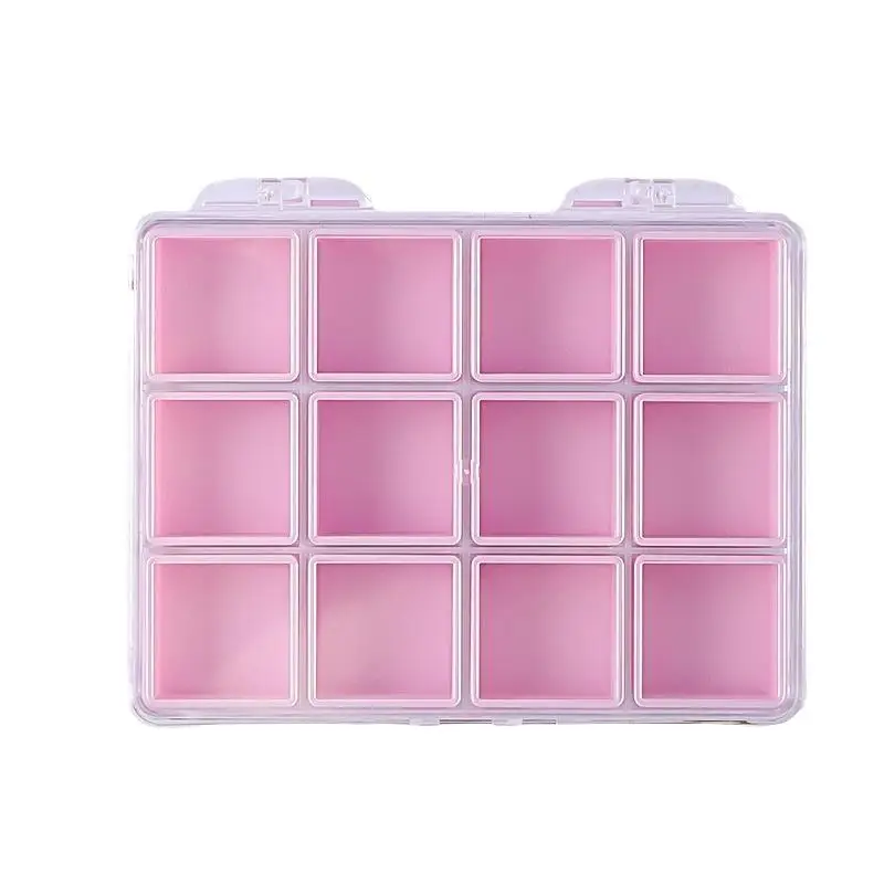 1 Stück Bonbonfarbene Plastik-Nagelkunst-Dekor-Aufbewahrungsbox Transparente 6/12-Fächer Nagelkunst-Aufbewahrungsbox Schmuck-Organizer – Detail 10