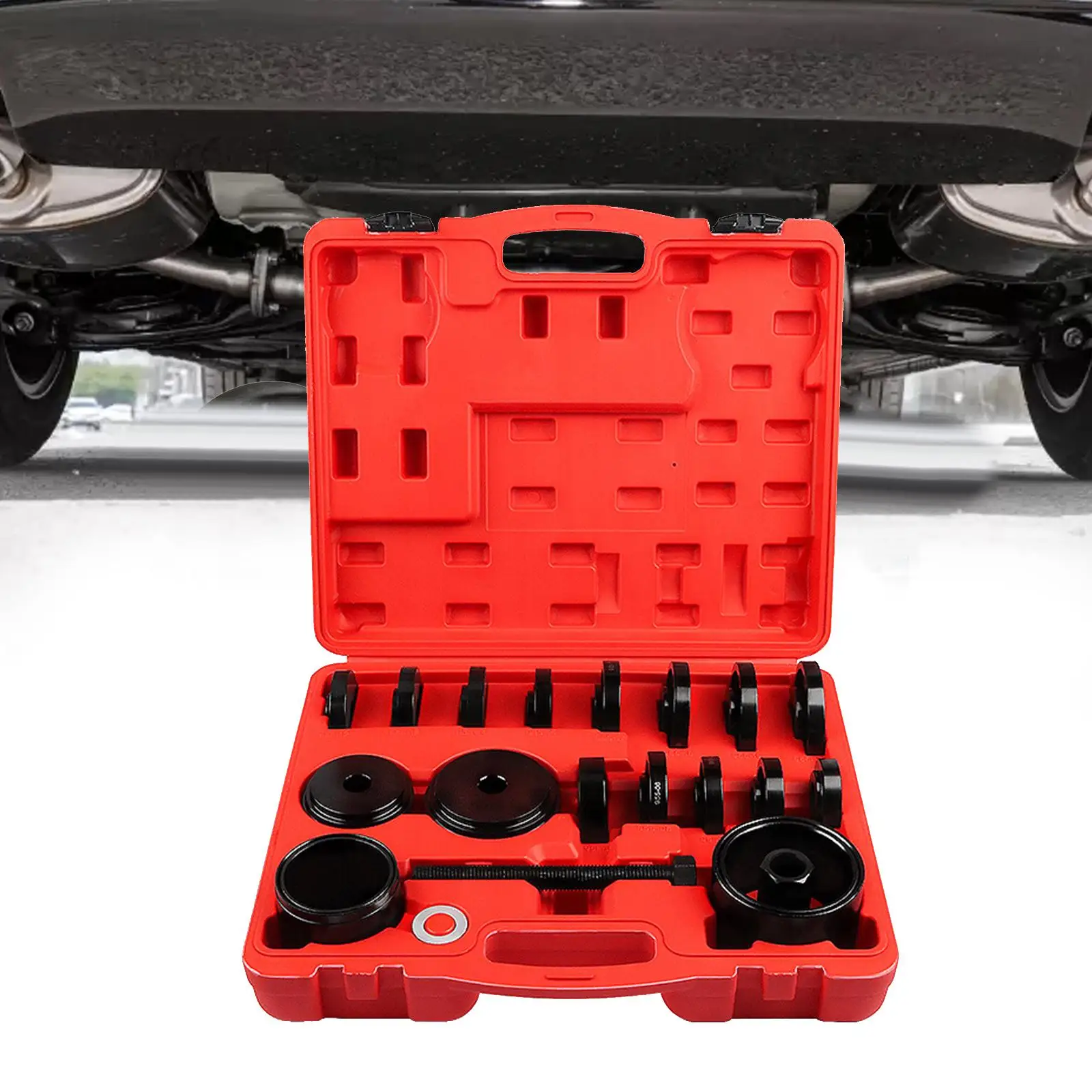 

23Pcs Wheel Bearing Press Kit Front Wheel Drive Bearing Removal Tool Universal Storage Case Wheel Bearing Puller Tool Set