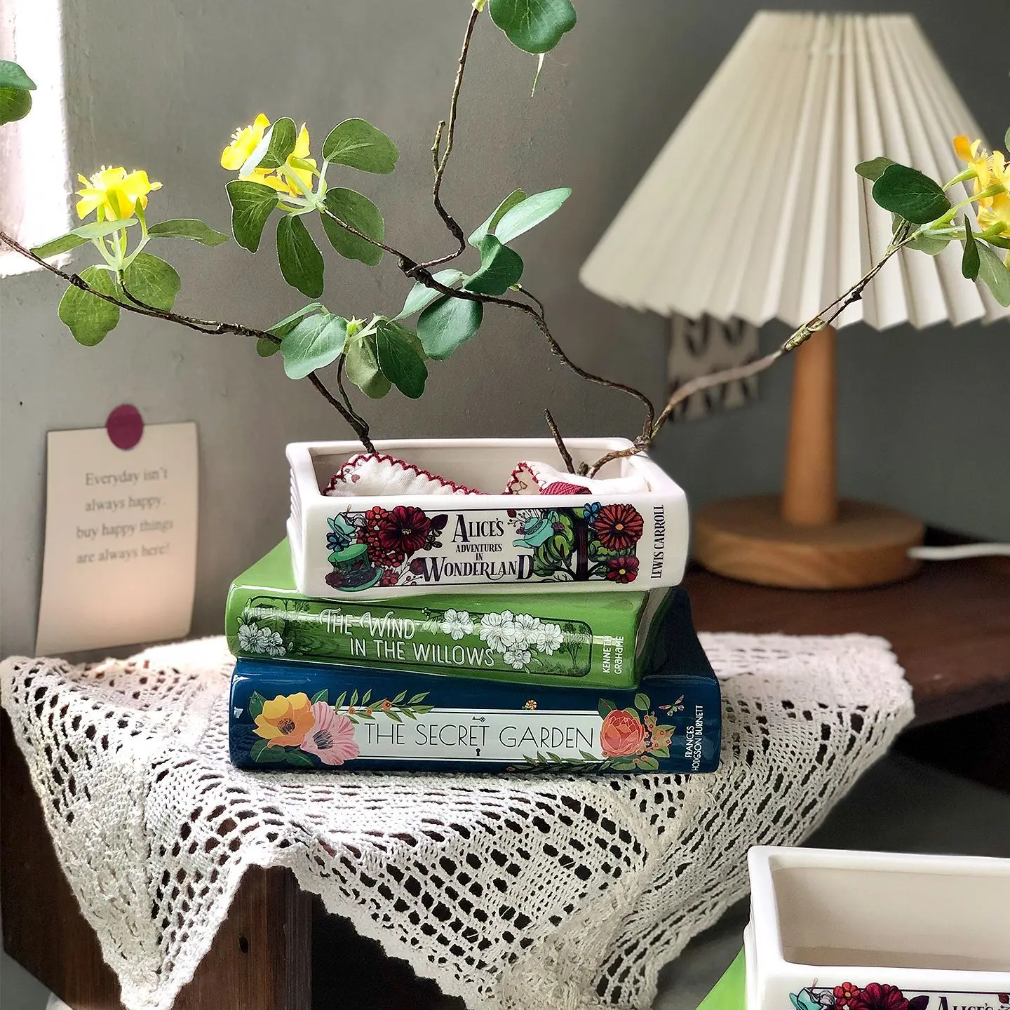 Vintage Cute Ceramic Flowerpot Creative Book Shape Succulents Green Plant Large Pott Practical Desktop Decoration Storage Basin
