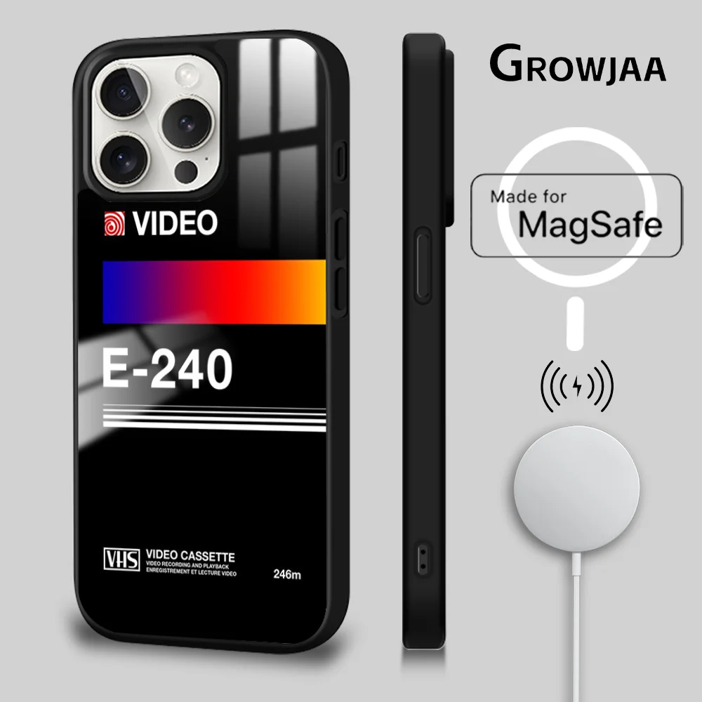 ريترو VHS شريط فيديو ملصق جراب هاتف ، مرآة Magsafe ، غطاء مغناطيسي لاسلكي ، iPhone 16 ، 15 ، 14 ، 13 ، 12 ، 11 Pro Max ، Plus ، صغير ، جديد