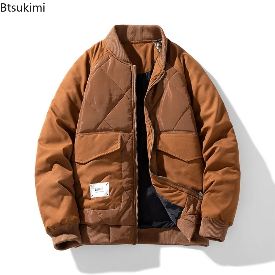

2025 Men's Puffer Jacket Thick Warm Winter Jacket Coats Fashion Casual Cargo Bomber Jackets Baseball High Street Outwear Tops