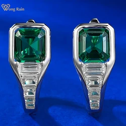 Wong Rain 100% 925 Sterling Silver 6 MM Asscher Cut Lab Sapphire Emerald Gemstone Ear Studs Earrings Fine Jewelry Gift Wholesale