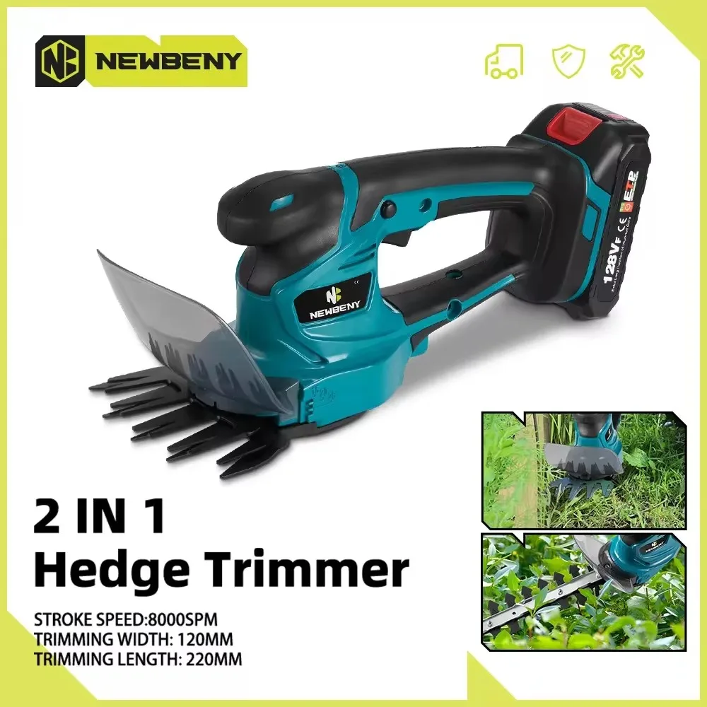 NEWBENY Electric Hedge Trimmer 2 IN 1 Cordless Efficient Household  Pruning Saw Rechargeable Power Tools For Makita 18V Battery