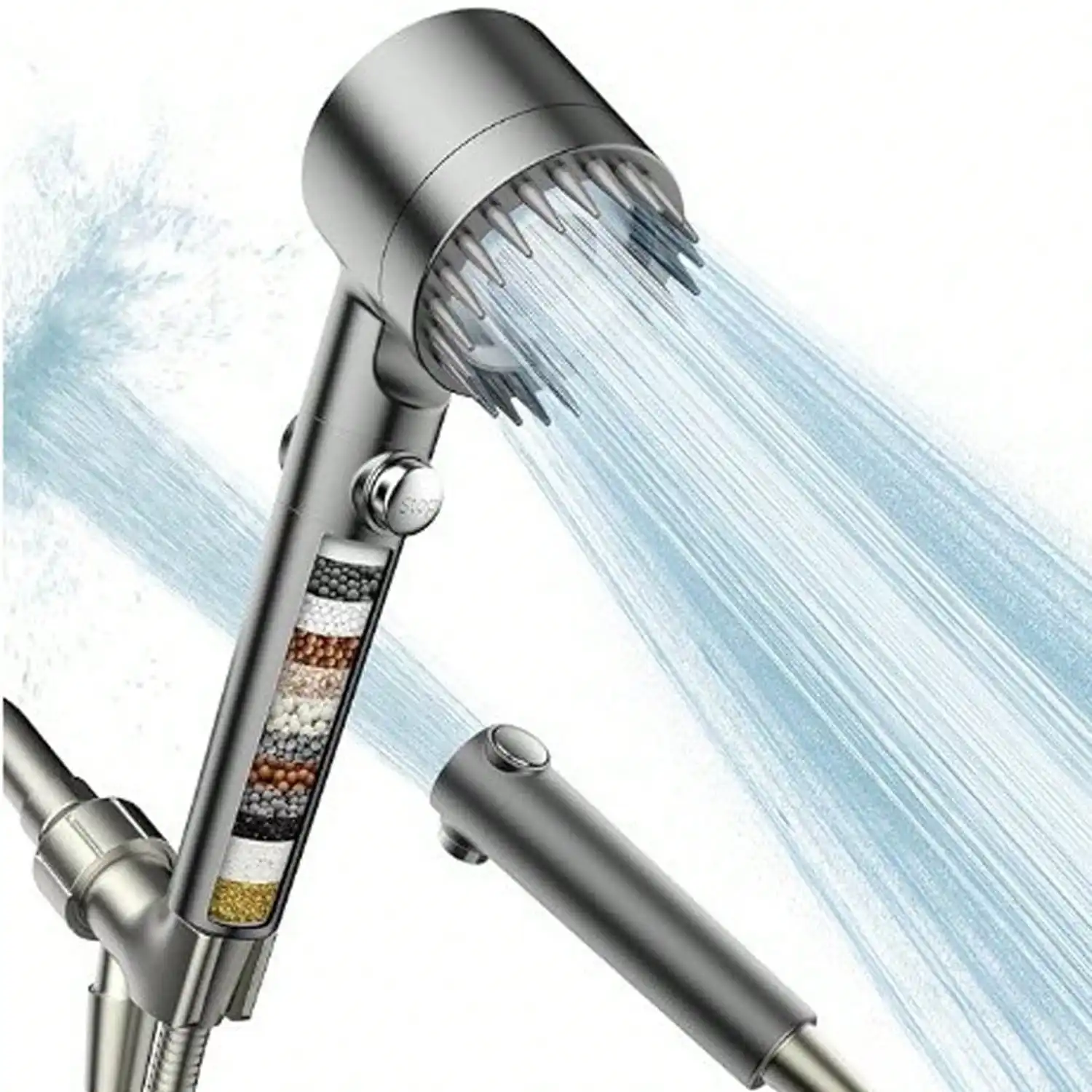 

Handheld High Pressure Shower Head, 3 Modes Hard Water High Pressure Shower Filtered Shower Head with On/Off Switch