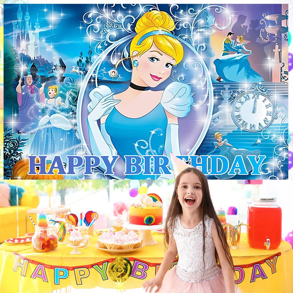 Fairytale Princess Cinderella Theme Girls Birthday Party Baby Shower Balloon Banner Background Decoration Cake Topper Supplies