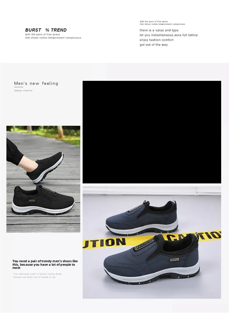 Wasserdichte Slip-On-Wanderschuhe für ältere Herren, rutschfest, stoßdämpfend, mit Profilsohle, für den täglichen Gebrauch im Freien, Freizeitschuhe, Wanderschuhe – Detail 2
