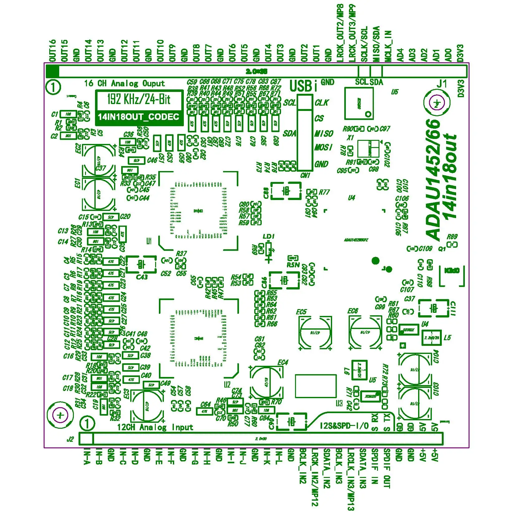 ADAU1466/1452 14 في 18 خارج معالج DSP