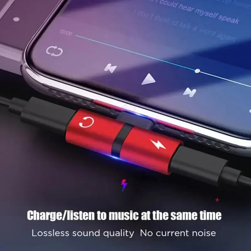 2 in 1 Audio Jack to Mobile Phone charge double-end Converter For IOS  Audio Headphone Charging Adapter For IPhone 15 14 13 Plus