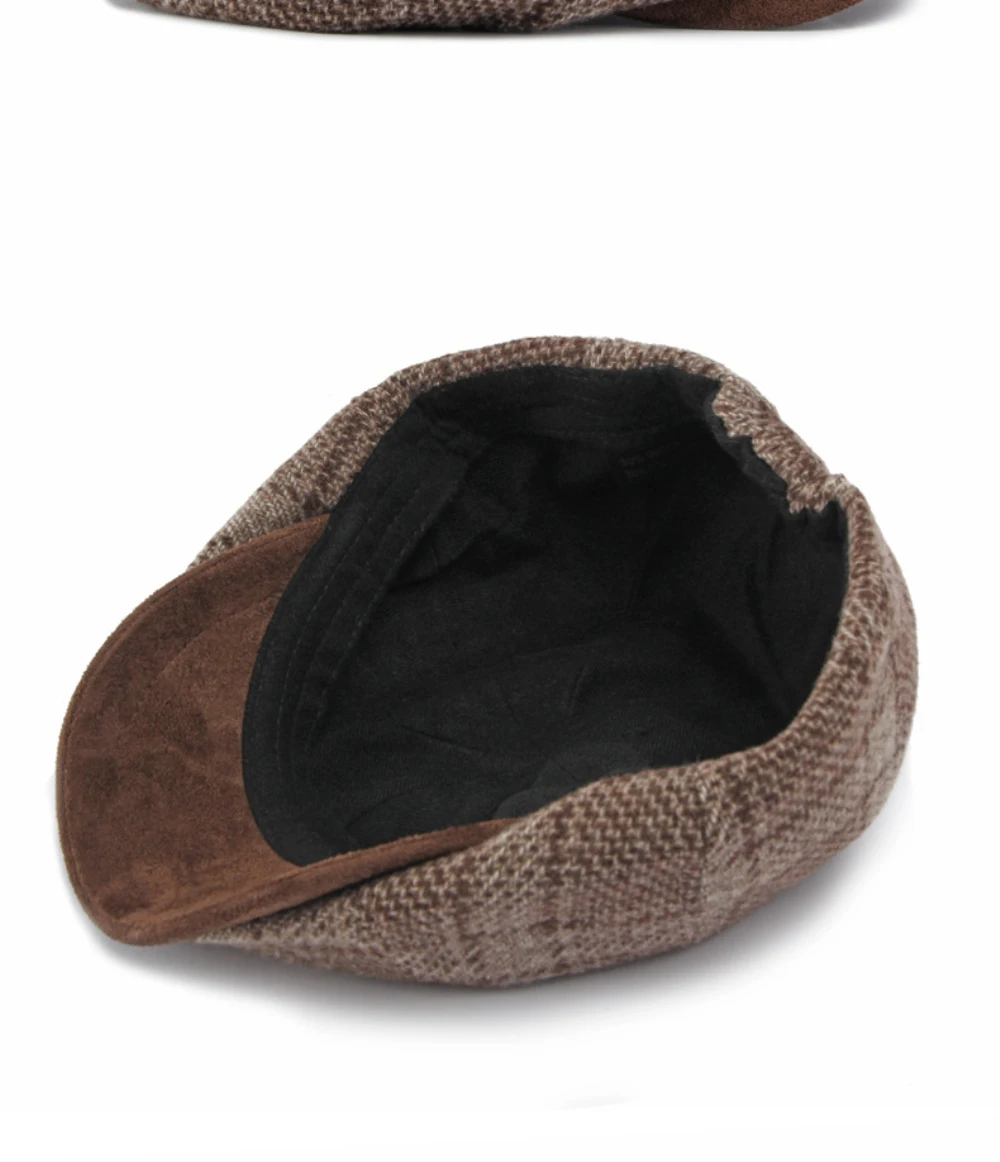 HT5160 Baskenmützen für Männer und Frauen, Künstler- und Maler-Wollmütze, Unisex Ivy Flachmütze, 2026 Neue Herbst-Winter Karierte Achteckige Baskenmütze – Detail 12