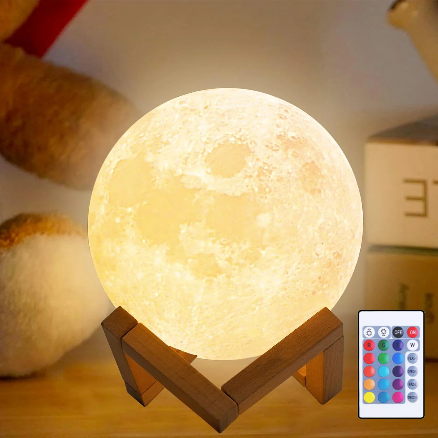 LED Rechargeable Moon Lamp 15cm 16 Colors Dimmable Touch Control 3D Moon Lights for Kids Children Night Light Bedroom Decoration