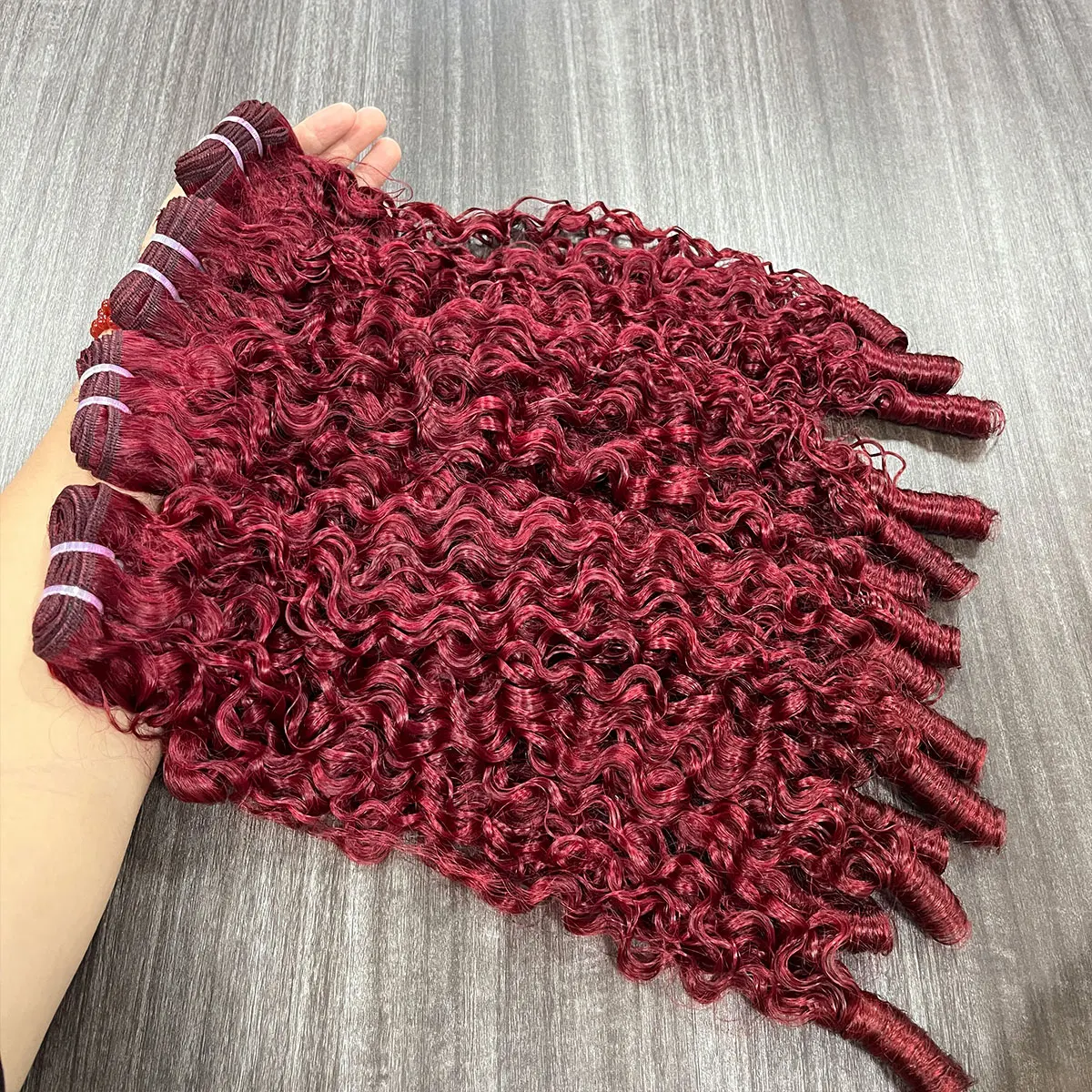 

99J Burmese Curly Human Hair Bundles With Spiral Curly Ends 12A Grade Virgin Hair Weave Bundles Wholesale 1/3/4 Bundle Deals