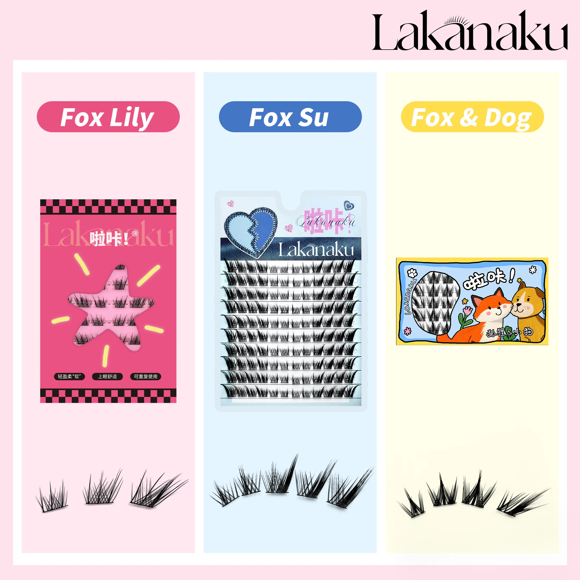 

Fox Eye DIY Lashes Clusters Eyelash Extensions Volume Fans for Beauty Makeup