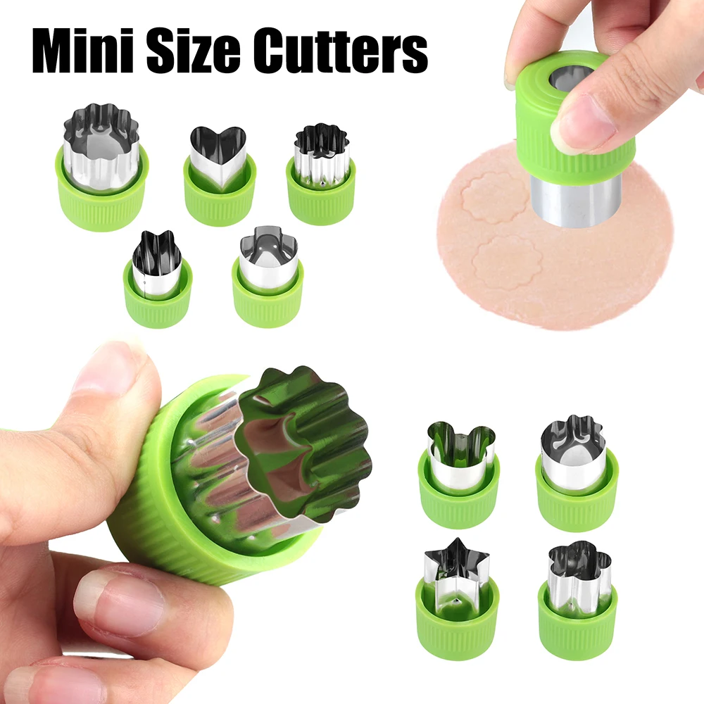 Stainless Steel Vegetables Cutter Mold Kids Food Cutters Flower Shapes 9 Pcs Fruit Pastry Stamps Biscuit Mold Mini Size Cutters