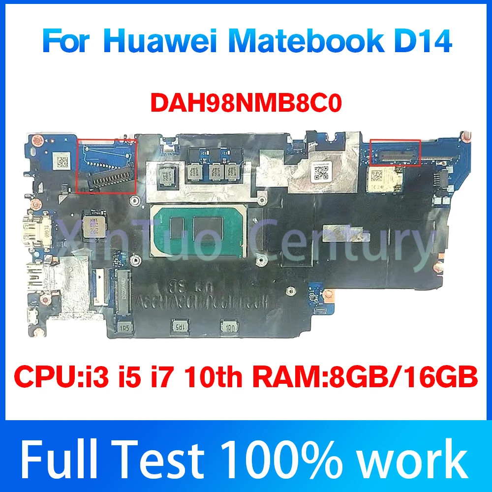 DAH98NMB8C0 For Huawei Matebook D14 NbB-WAH9P Laptop Motherboard I3 I5-10210U/I7-10510U 8GB/16GB RAM 100% Tested OK