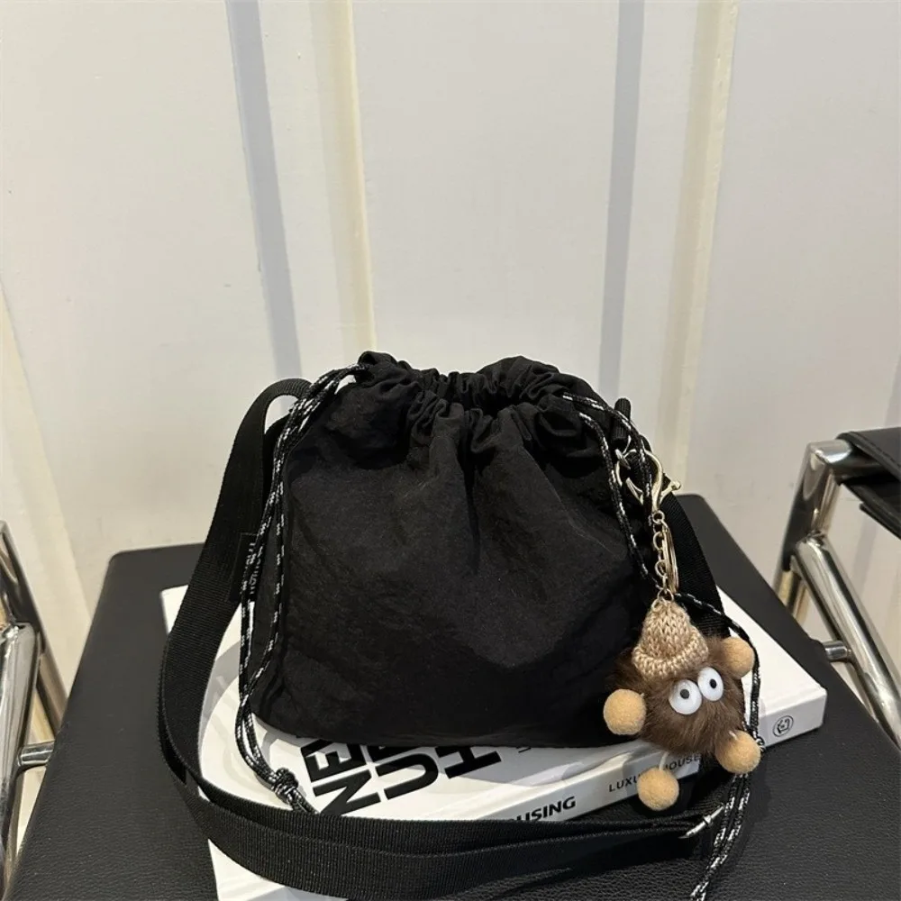 

Универсальная сумка через плечо в корейском стиле, нейлоновая сумка через плечо с регулируемым ремнем, сумка-ведро на шнурке, унисекс