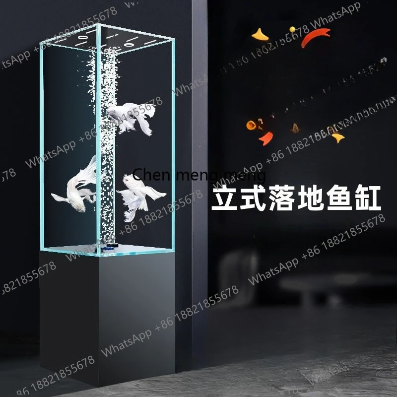 Three-dimensional floor-to-ceiling fish tank, ultra-white glass ecological cabinet tank, water-free bottom filter oxygenation