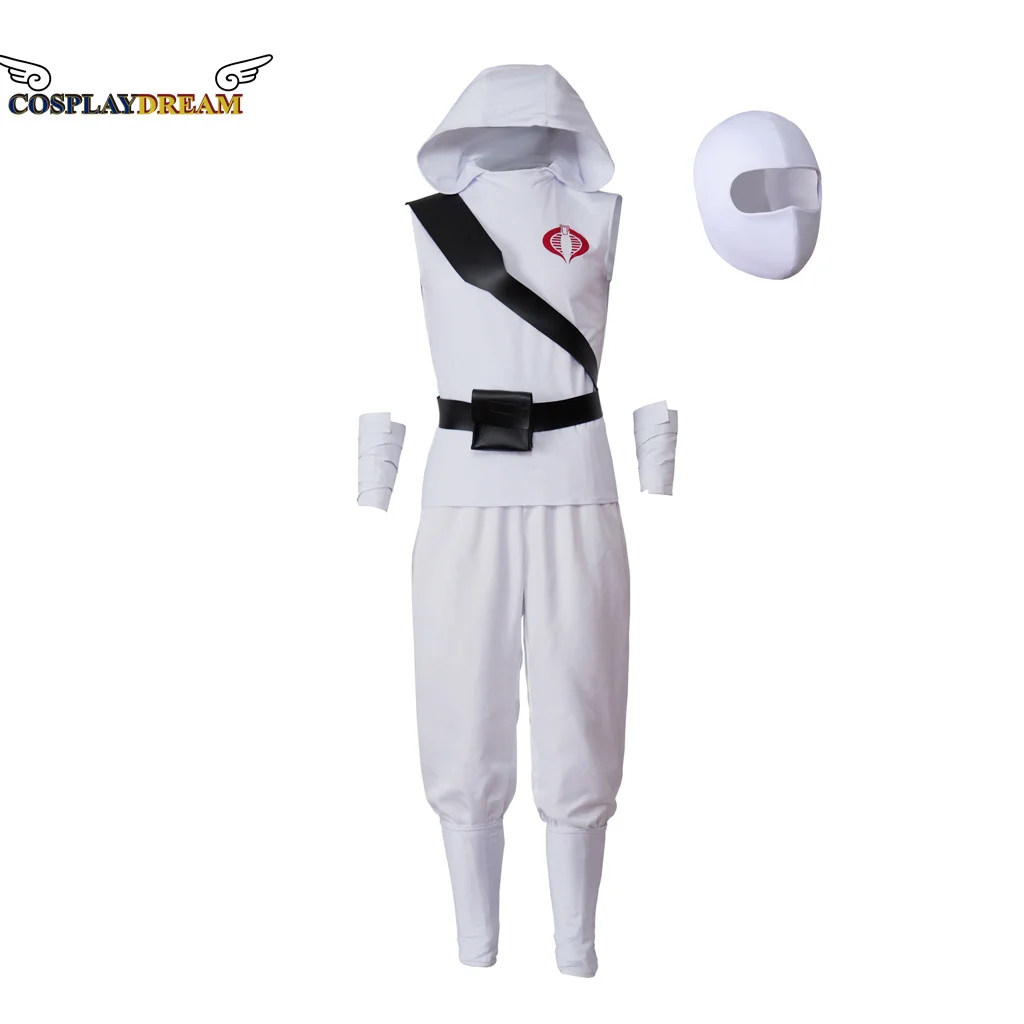 White Warrior Set Snake Eyes: G.I. Joe Origins Storm Shadow Cosplay Costume White Sleeveless Hood and Pants Mask Set