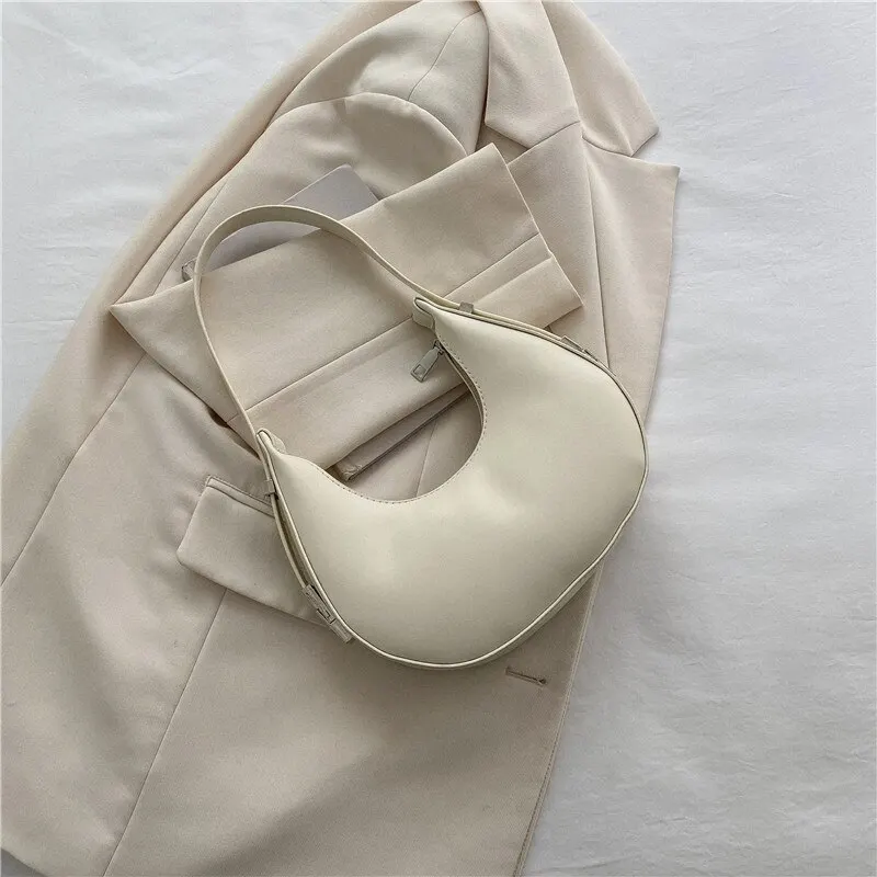 Underarm Bag New Tide Solid Color Casual Texture Fashion One Shoulder French Niche Crescent Shape