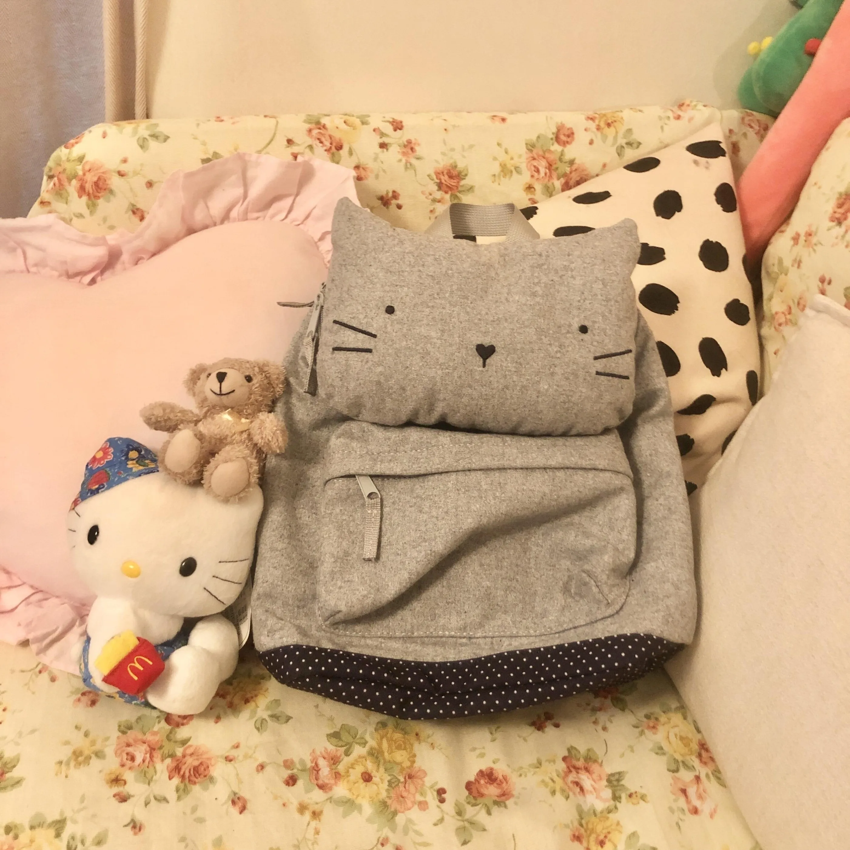 Cute  Cartoon Large Capacity Backpack Casual School Bag Daily Leisure Class Bag British Style Vertical Square Shape Fitness