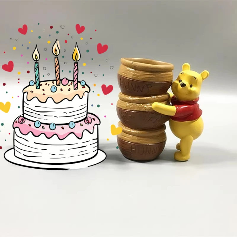 

Disney Cartoon Winnie The Pooh Pen Holder Sealed Jar Desktop Model Decoration Resin Storage Birthday Christmas Gift