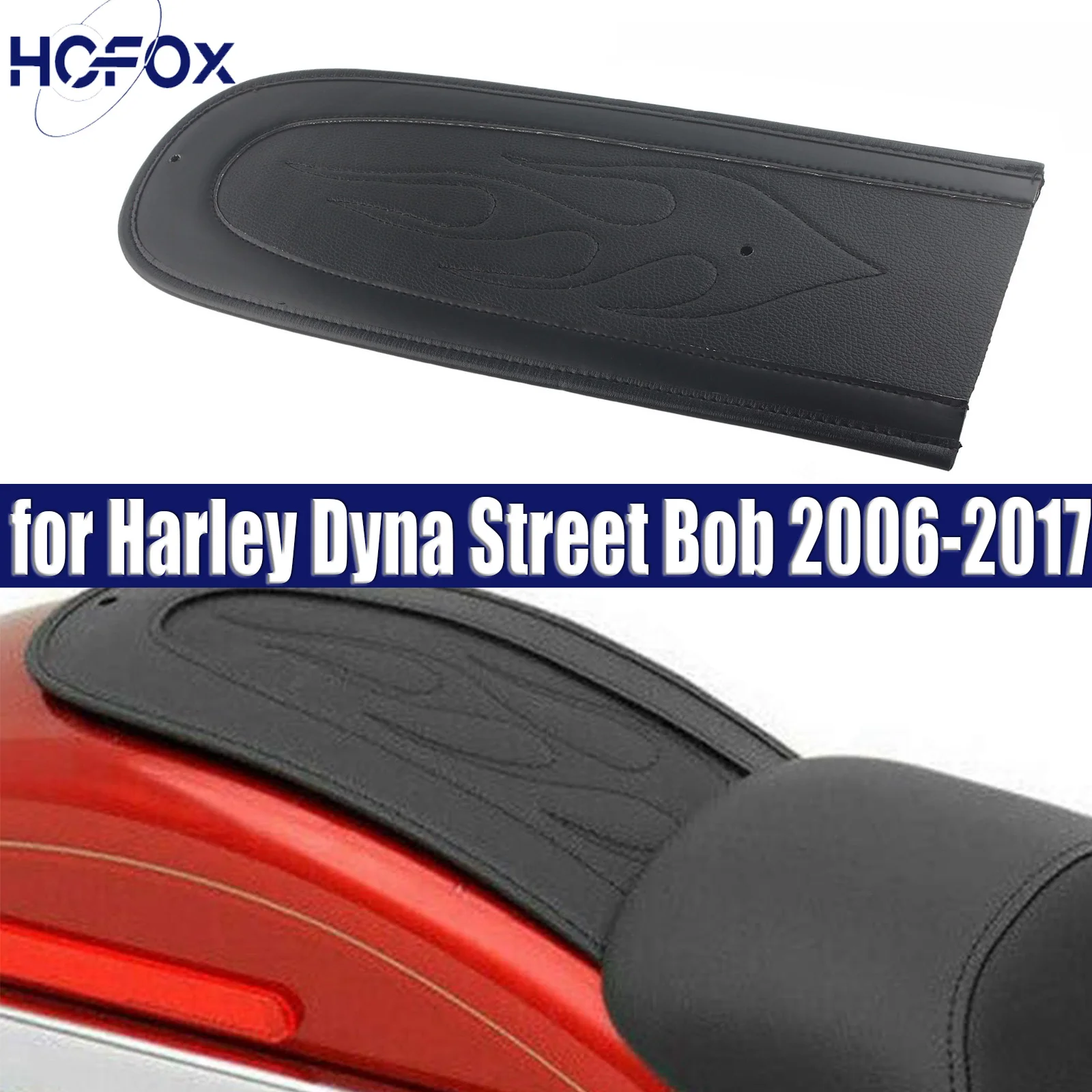 

Motorcycle Flame Stitch Leather Rear Fender Bib Cover Pad Accessorie for Harley Dyna Street Bob 2006-2017