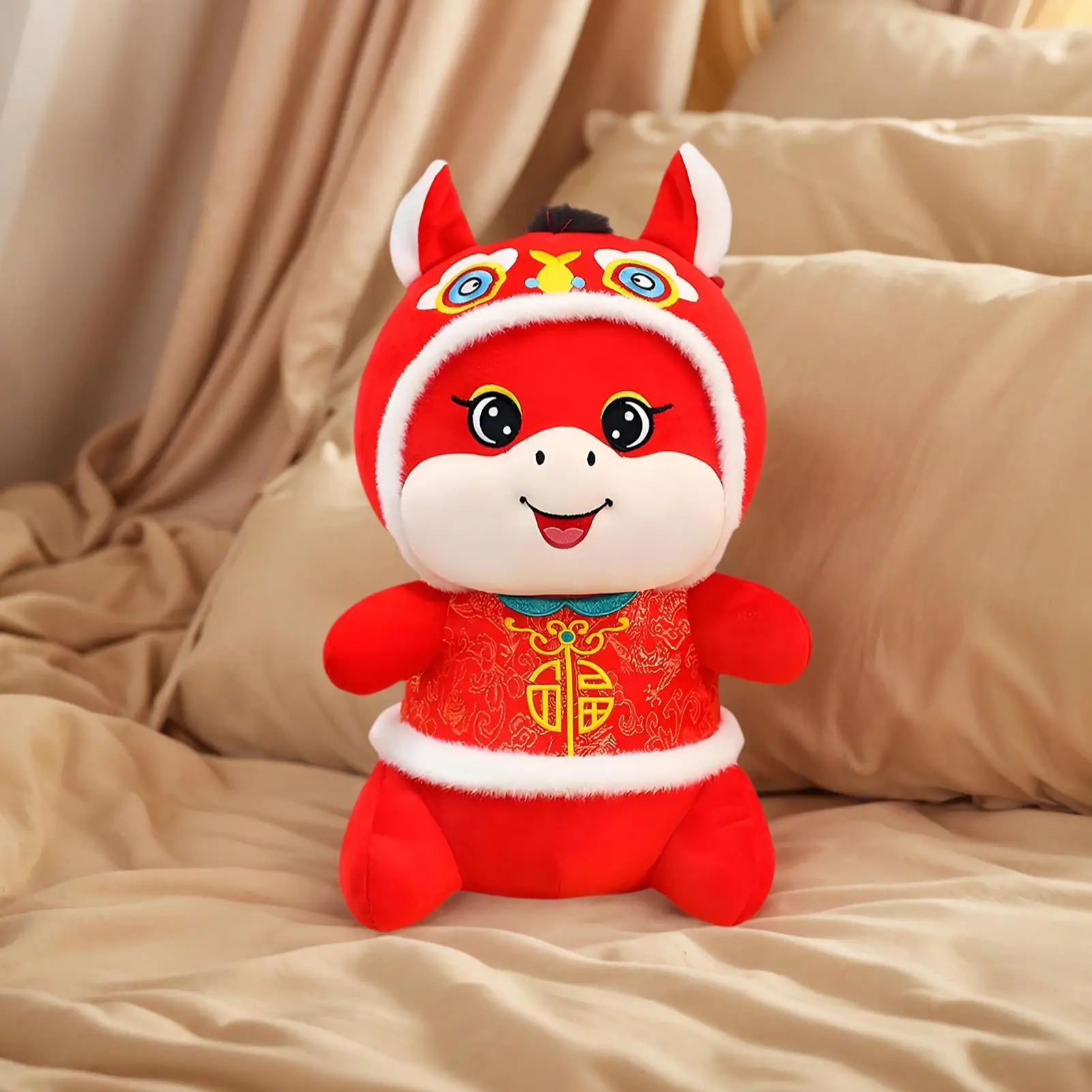 Neujahr Pferd Plüsch Puppe Cartoon Chinesisches Sternzeichen Pony Pferd Jahr Glück Maskottchen Plüsch Spielzeug Frühling Festival Dekoration Geschenke 2026