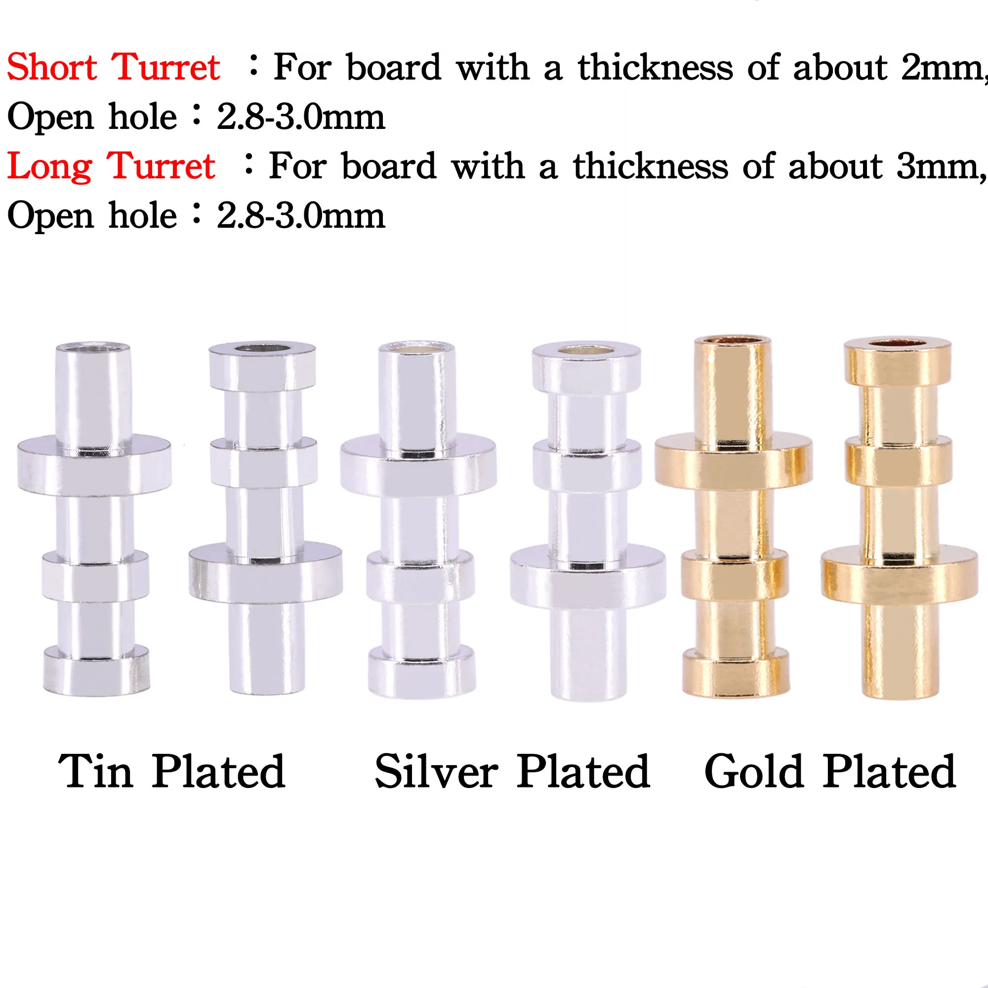 Imagem -02 - Diy Terminal Turret Lug Tag Strip Board Copper Tin Prata Banhado a Ouro Tubo Vintage Guitarra Áudio Amp 20 Pcs